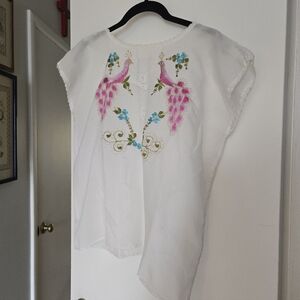1970s Embroidered White Shirt